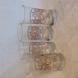 Federal Glass Co. Columbus Ohio 4 13 oz. Beverage glasses gold trim